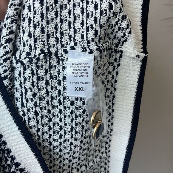 NEW Tuckernuck Pomander Place Dress Navy Stripe Knit Bardot Mini Dress Size XXL - Picture 8 of 9